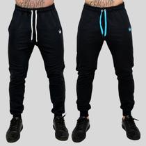 Kit 2 Calça Moletom Masculina Skinny Slin Sport Coroa e Cordão Kit 2 Calça Moletom Masculina Skinny Slin Sport Coroa e Cordão