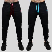Kit 2 Calça Moletom Masculina Skinny Slin Sport Coroa e Cordão Kit 2 Calça Moletom Masculina Skinny Slin Sport Coroa e Cordão