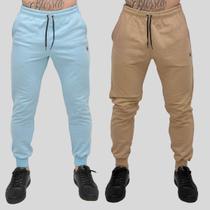 Kit 2 Calça Moletom Masculina Skinny Slin Sport Coroa e Cordão