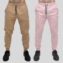 Kit 2 Calça Moletom Masculina Skinny Slin Sport Coroa e Cordão
