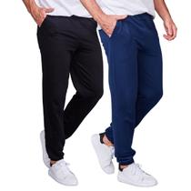 Kit 2 Calça Moletom Punho Fit Slim Masculino Adulto - Daze Modas Kit 2 Calça Moletom Punho Fit Slim Masculino Adulto - Daze Modas