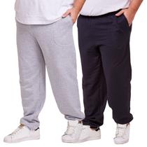 Kit 2 Calça Moletom Punho Fit Slim Masculino Plus Size