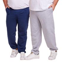 Kit 2 Calça Moletom Punho Fit Slim Masculino Plus Size