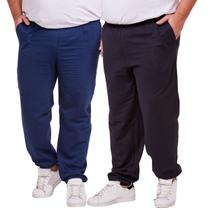 Kit 2 Calça Moletom Punho Fit Slim Masculino Plus Size Kit 2 Calça Moletom Punho Fit Slim Masculino Plus Size