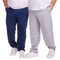 Kit 2 Calça Moletom Punho Fit Slim Masculino Plus Size Kit 2 Calça Moletom Punho Fit Slim Masculino Plus Size