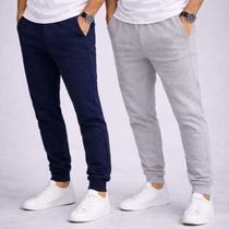 Kit 2 Calça Moletom Punho Masculina Jogger