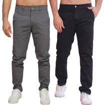 Kit 2 Calça Sarja Masculina Calca Masculino Com Lycra Elastano