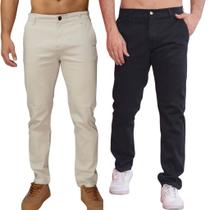 Kit 2 Calça Sarja Masculina Calca Masculino Com Lycra Elastano