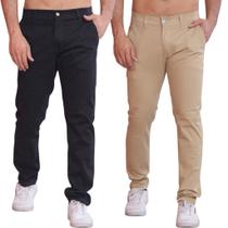 Kit 2 Calça Sarja Masculina Calca Masculino Com Lycra Elastano