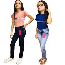 Kit 2 Calça Skinny Feminina Jeans Infanto Juvenil de 4 a 16 Anos
