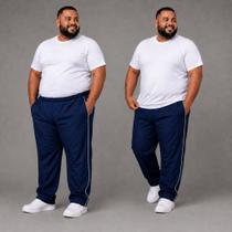 Kit 2 Calça Tactel Plus Size Masculina Esportiva Cintura Elástica Bolsos Confortável Leve Academia