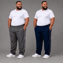 Kit 2 Calça Tactel Plus Size Masculina Esportiva Cintura Elástica Bolsos Confortável Leve Academia Kit 2 Calça Tactel Plus Size Masculina Esportiva Cintura Elástica Bolsos Confortável Leve Academia