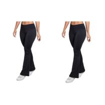 Kit 2 Calças Bailarina Flare Suplex Cintura Alta Cinza Preto