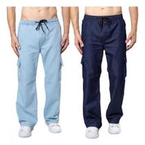 Kit 2 Calças Cargo Jeans Modelo Largo Balão