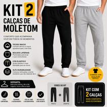 Kit 2 Calças de Moletom Adulto Dalri 078 Básica Unissex Tamanho:GGCor:Preta + Grafite