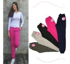 Kit 2 Calças De Moletom Com Punho Juvenil Menina Frio Kit 2 Calças De Moletom Com Punho Juvenil Menina Frio