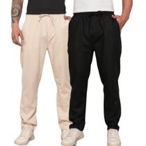 Kit 2 Calças em Linho Casual Masculina Reta Fashion Social