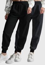 Kit 2 Calças Femininas de Moletom Preto e Chumbo Slim Aconchego e Praticidade Diária Benellys