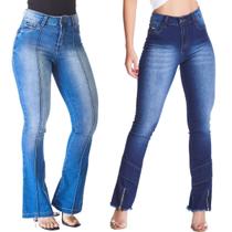 Kit 2 Calças Flare Jeans HNO Jeans Petit Flare Azul FrisoAzul Stonada Kit 2 Calças Flare Jeans HNO Jeans Petit Flare Azul FrisoAzul Stonada