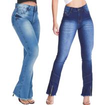 Kit 2 Calças Flare Jeans HNO Jeans Petit Flare Azul Stonada Kit 2 Calças Flare Jeans HNO Jeans Petit Flare Azul Stonada