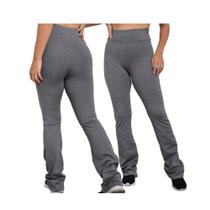 Kit 2 Calças Flare Simples para Treino Academia Fitness Moda Casual Bailarina Boca de Sino