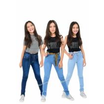 Kit 2 calças jeans Feminina moda infanto juvenil peças exclusivas top de linha