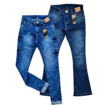 kit 2 calças jeans infantil feminina com lycra Tam 16 - Jr kids