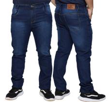 Kit 2 Calças Jeans Lycra Masculina Plus Size Slim 100% Algodão Premium