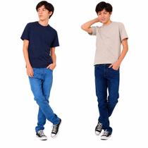 Kit 2 Calças Jeans masculina para Menino Infanto juvenil Premium Clara Escura estilo e conforto Tam 04 ao 16 com regulagem interna Kit 2 Calças Jeans masculina para Menino Infanto juvenil Premium Clara Escura estilo e conforto Tam 04 ao 16 com regulagem interna