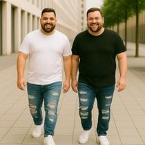 Kit 2 CALÇAS JEANS Masculina RASGADA Plus Size Grande Tamanho 44 46 48 Reforçada 1095 Kit 2 CALÇAS JEANS Masculina RASGADA Plus Size Grande Tamanho 44 46 48 Reforçada 1095