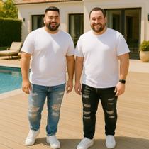 Kit 2 CALÇAS JEANS Masculina RASGADA Plus Size Grande Tamanho 44 46 48 Reforçada 1095