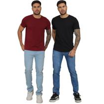 Kit 2 Calças Jeans Masculina Skinny Slim Fit Casual Básica