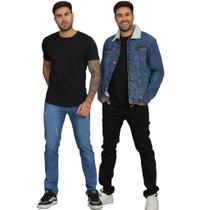 Kit 2 Calças Jeans Masculina Skinny Slim Fit Casual Básica