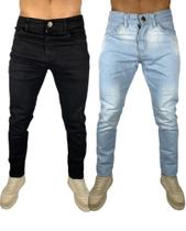 kit 2 calças jeans Masculinas com lycra jeans sarja esporte fino dia a dia variações - sky jeans