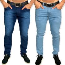 kit 2 calças jeans Masculinas com lycra jeans sarja esporte fino dia a dia variações - sky jeans
