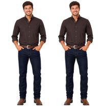 Kit 2 Calças Jeans Masculinas Cowboy com Lycra Modelo Country para Rodeio e Passeio