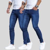 KIT 2 Calças Jeans Skinny Masculina com Elastano Lycra Confortável