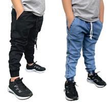 Kit 2 Calças Jogger Bebê Infantil Juvenil- Calça jeans apertada da moda