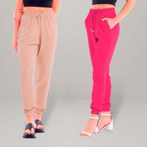 Kit 2 Calças Jogger - Feminina Com Bolso e Cordão Kit 2 Calças Jogger - Feminina Com Bolso e Cordão