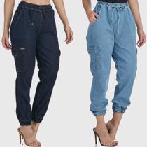 Kit 2 Calças Jogger HNO Jeans Bolso Lateral Azul Kit 2 Calças Jogger HNO Jeans Bolso Lateral Azul