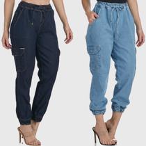 Kit 2 Calças Jogger HNO Jeans Bolso Lateral Azul