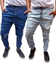 Kit 2 calças jogger masculina com elastano calça em sarja e jeans tudo em nosso estoque
