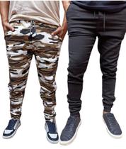 kit 2 calças jogger masculina com elastano punho calça estilo novo