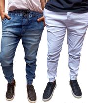 kit 2 calças jogger masculina com elastano punho calça estilo novo