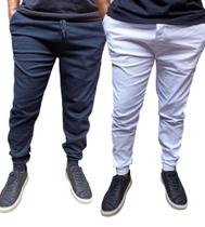 Kit 2 calças jogger masculino sarja e jeans com elastano produto a pronta entrega