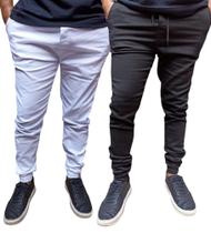Kit 2 calças jogger masculino sarja e jeans com elastano produto a pronta entrega
