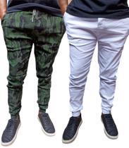 Kit 2 calças jogger masculino sarja e jeans com elastano produto a pronta entrega