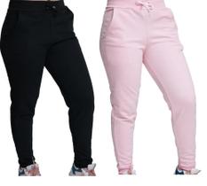 kit 2 Calças Jogger Moletom Feminina flanelada