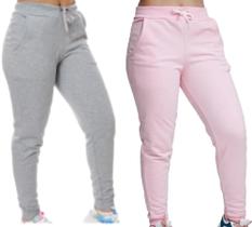 kit 2 Calças Jogger Moletom Feminina flanelada