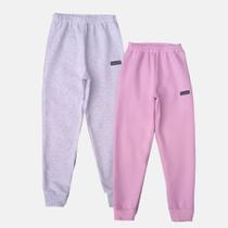 Kit 2 Calças jogger Moletom Manabana Flanelado Infantil unisex Camuflada e Rosa Bebê